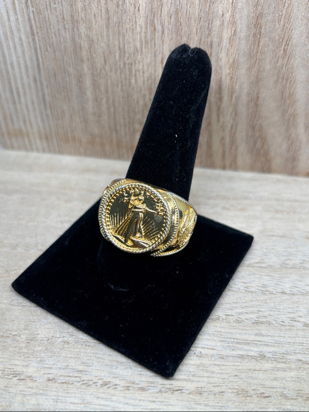 Gold Coin-Style Statement Ring - Bold Medallion Design
